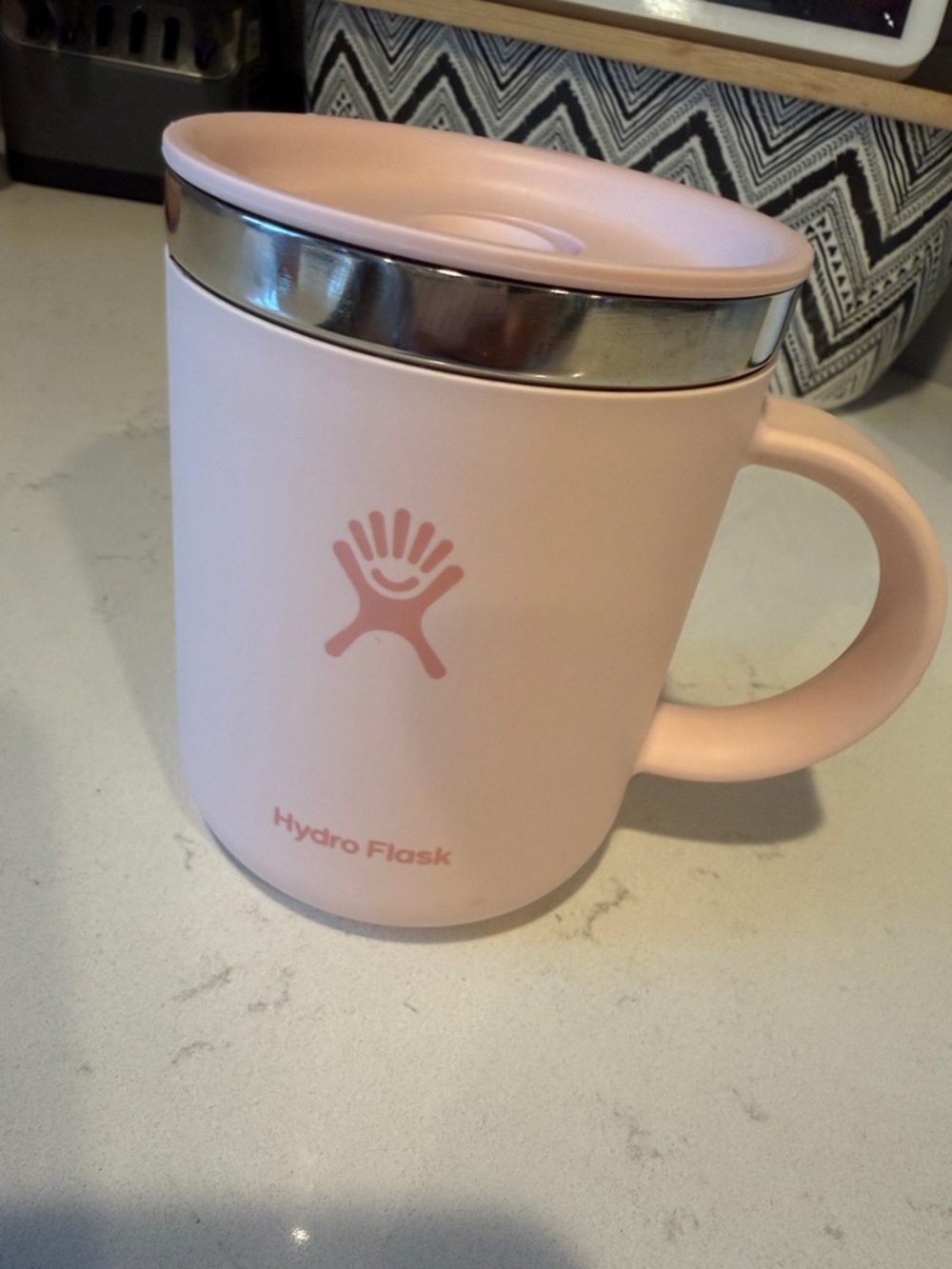 Hydro Flask Blush Pink Insulated Mug with Handle and Lid